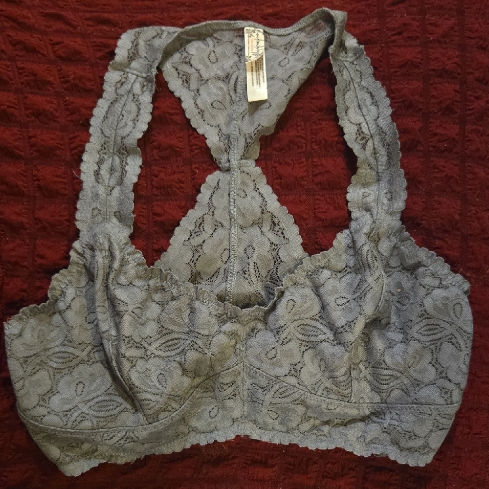 Free People Lace Bralette - Gray Medium